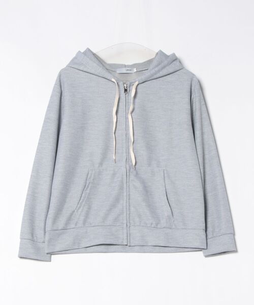 urge：（アージコロン ）の「【URGE：】ワッフル ジップ アップ 長袖 パーカー（パーカー・レディース・グレー/パープル・MEDIUM/SMALL/X-LARGE/LARGE）」の9枚目の写真