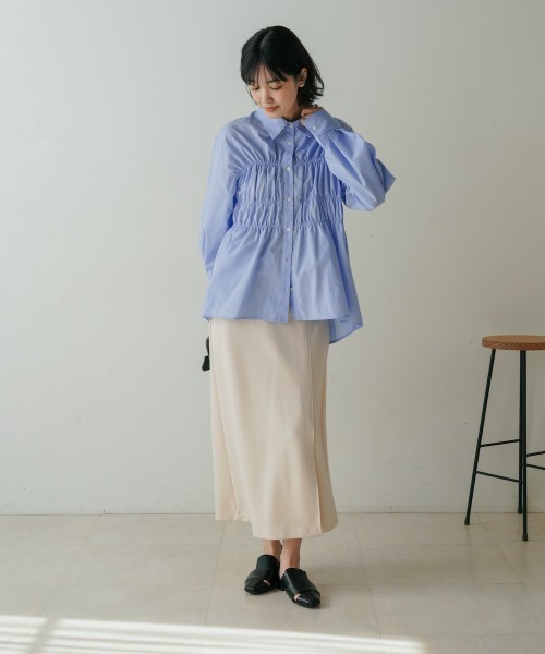 Bou Jeloud(ブージュルード)の「ギャザーデザインシャツ(シャツ/ブラウス・レディース・ブルー/ホワイト・38)」の16枚目の写真