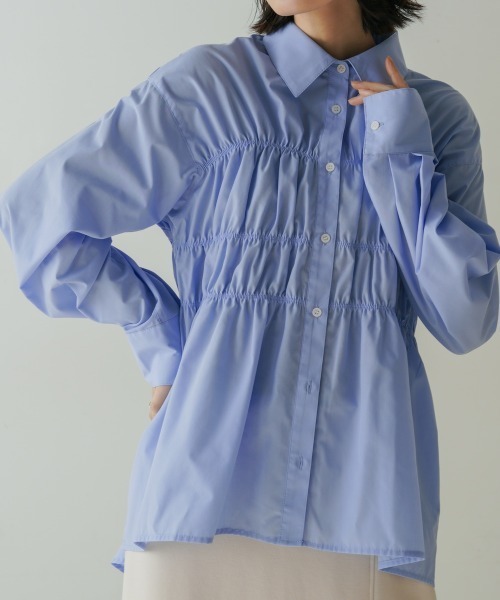 Bou Jeloud(ブージュルード)の「ギャザーデザインシャツ(シャツ/ブラウス・レディース・ブルー/ホワイト・38)」の19枚目の写真