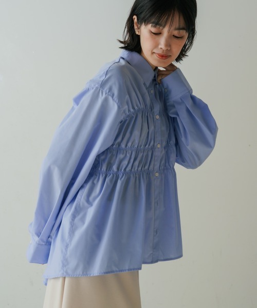 Bou Jeloud(ブージュルード)の「ギャザーデザインシャツ(シャツ/ブラウス・レディース・ブルー/ホワイト・38)」の21枚目の写真