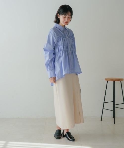 Bou Jeloud(ブージュルード)の「ギャザーデザインシャツ(シャツ/ブラウス・レディース・ブルー/ホワイト・38)」の22枚目の写真