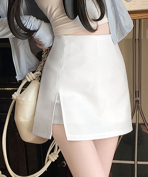 LOWO（ロワ）の「サイドスリットミニスカート（スカート・レディース・ホワイト/ブラック/グレー・S/M）」の5枚目の写真