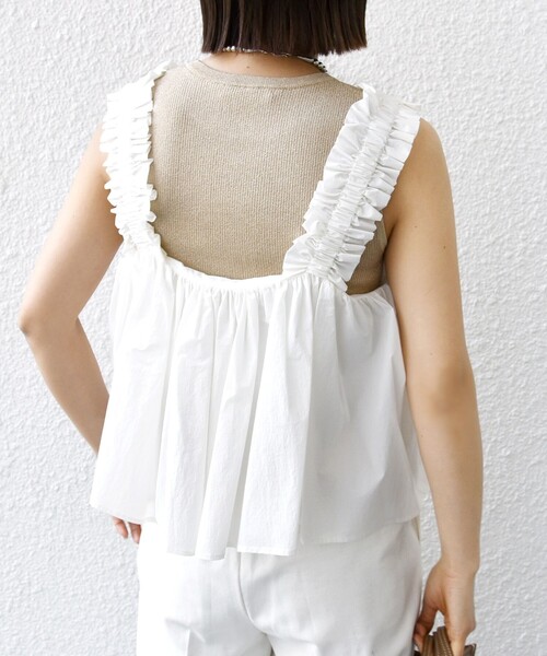 SHIPS（シップス）の「【WEB限定】〈洗濯機可能〉ショルダー フリル キャミソール（キャミソール・レディース・ホワイト/ブラック/スモークピンク・ONE SIZE）」の22枚目の写真