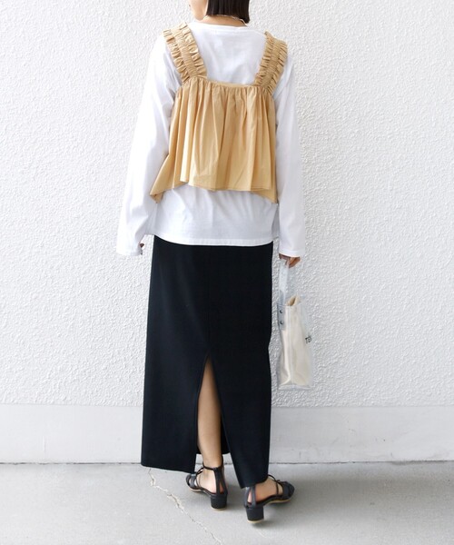 SHIPS（シップス）の「【WEB限定】〈洗濯機可能〉ショルダー フリル キャミソール（キャミソール・レディース・ホワイト/ブラック/スモークピンク・ONE SIZE）」の9枚目の写真