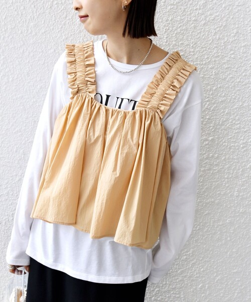 SHIPS（シップス）の「【WEB限定】〈洗濯機可能〉ショルダー フリル キャミソール（キャミソール・レディース・ホワイト/ブラック/スモークピンク・ONE SIZE）」の14枚目の写真