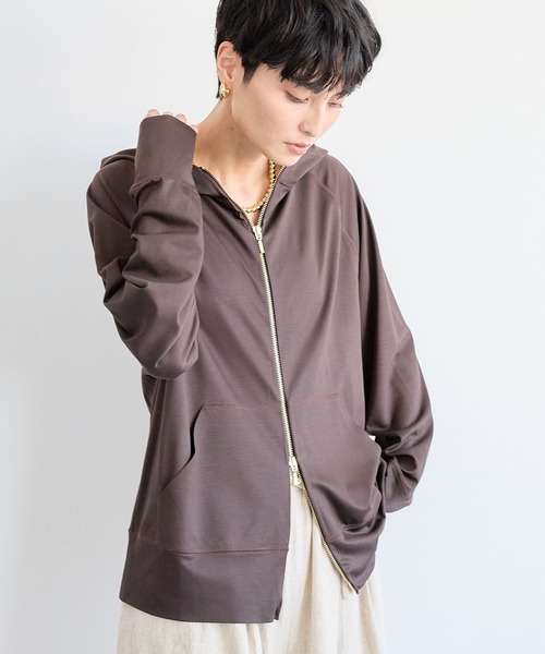 BARNYARDSTORM（バンヤードストーム）の「BARNYARDSTORM / UVカットダブルZIPパーカー【UVカット＋接触冷感】【『ネルソンさん』YouTubeご紹介アイテム】（パーカー・レディース・ブラウン/グレー系その他/ホワイト/ブラック/ベージュ・M/L/S）」の15枚目の写真