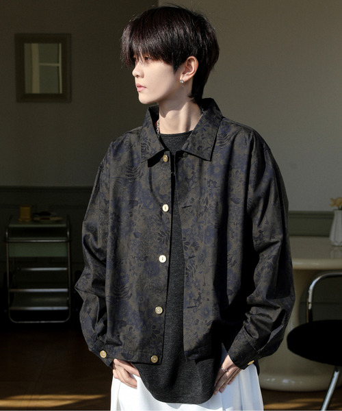 neos(ネオス)の「【neos】ルーズシルエット 無地 総柄 フラワー ショート丈 シャツ ジャケット(シャツ/ブラウス・メンズ・ブラック系/グレー/ブラック/ブラウン系・MEDIUM/LARGE)」の2枚目の写真