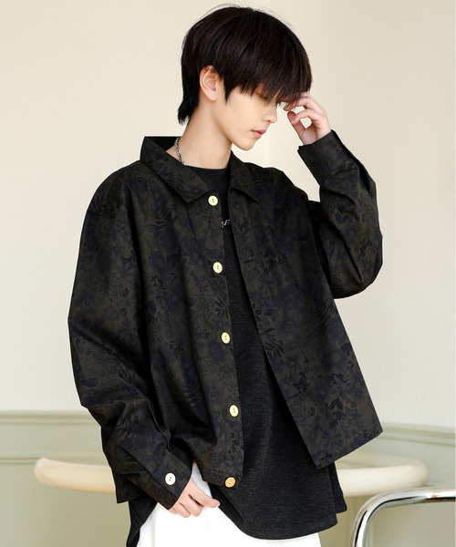 neos(ネオス)の「【neos】ルーズシルエット 無地 総柄 フラワー ショート丈 シャツ ジャケット(シャツ/ブラウス・メンズ・ブラック系/グレー/ブラック/ブラウン系・MEDIUM/LARGE)」の8枚目の写真