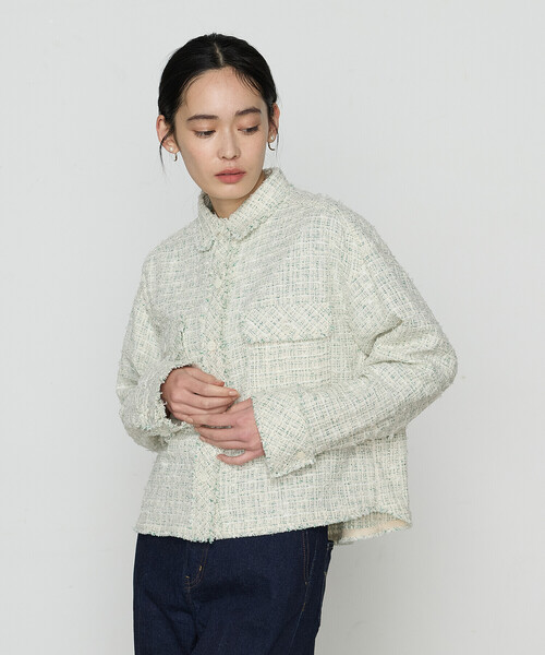 K.T KIYOKO TAKASE(キヨコタカセ)の「サマーツイード クロプトシャツ(シャツ/ブラウス・レディース・チャコール/グリーン・9号)」の12枚目の写真