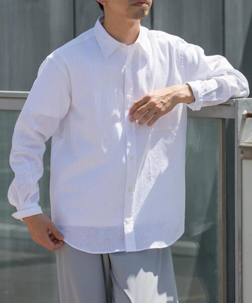 URBAN RESEARCH ROSSO MEN(アーバンリサーチロッソメン)の「『WEB限定』『XLサイズあり』リラックスコットンリネンレギュラーカラー長袖シャツ(シャツ/ブラウス・メンズ・ブルー/ネイビー/ベージュ/ブルー系その他/ホワイト/ベージュ系その他・SMALL/MEDIUM/LARGE/X-LARGE)」の2枚目の写真