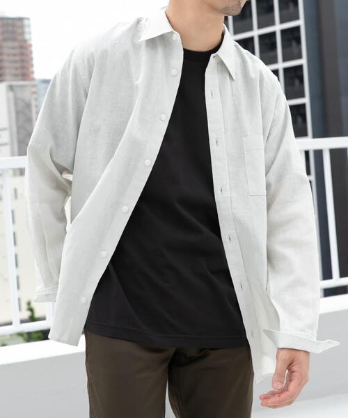 URBAN RESEARCH ROSSO MEN(アーバンリサーチロッソメン)の「『WEB限定』『XLサイズあり』リラックスコットンリネンレギュラーカラー長袖シャツ(シャツ/ブラウス・メンズ・ブルー/ネイビー/ベージュ/ブルー系その他/ホワイト/ベージュ系その他・SMALL/MEDIUM/LARGE/X-LARGE)」の13枚目の写真