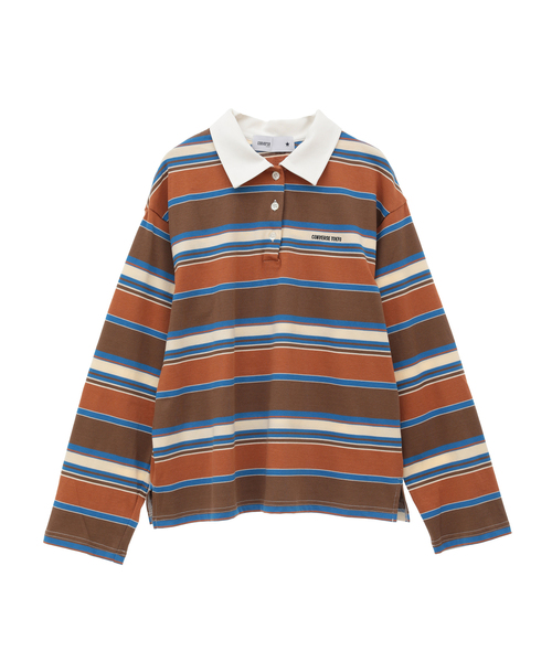 CONVERSE TOKYO(コンバーストウキョウ)の「MULTI BORDER RUGGER TEE(Tシャツ/カットソー・レディース・ボルドー/ブルー・FREE)」の2枚目の写真