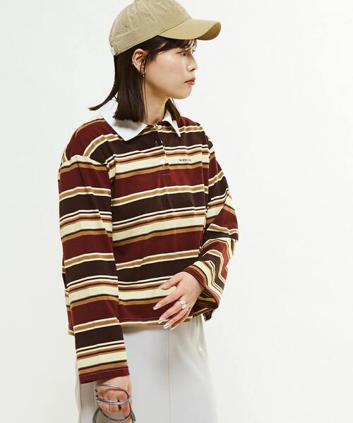 CONVERSE TOKYO(コンバーストウキョウ)の「MULTI BORDER RUGGER TEE(Tシャツ/カットソー・レディース・ボルドー/ブルー・FREE)」の3枚目の写真