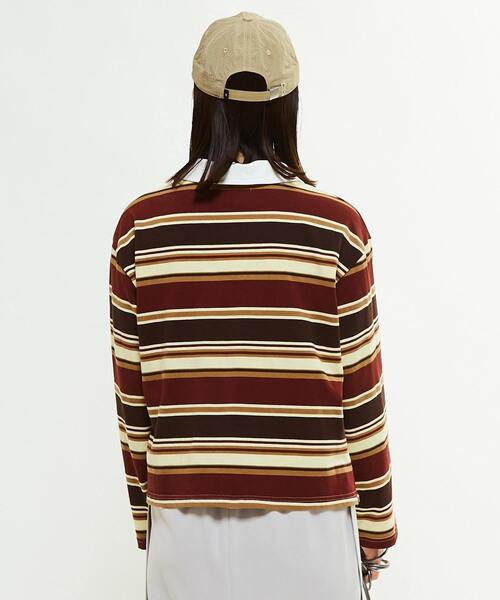 CONVERSE TOKYO(コンバーストウキョウ)の「MULTI BORDER RUGGER TEE(Tシャツ/カットソー・レディース・ボルドー/ブルー・FREE)」の4枚目の写真