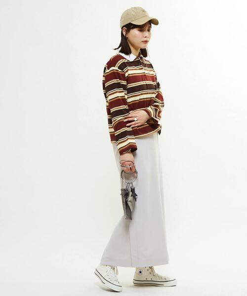 CONVERSE TOKYO(コンバーストウキョウ)の「MULTI BORDER RUGGER TEE(Tシャツ/カットソー・レディース・ボルドー/ブルー・FREE)」の5枚目の写真