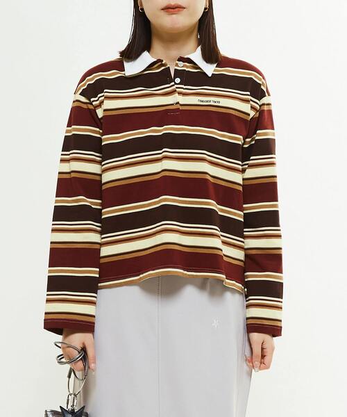 CONVERSE TOKYO(コンバーストウキョウ)の「MULTI BORDER RUGGER TEE(Tシャツ/カットソー・レディース・ボルドー/ブルー・FREE)」の7枚目の写真