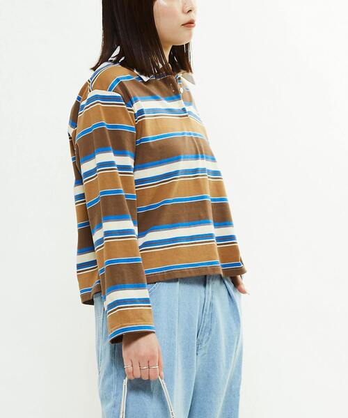 CONVERSE TOKYO(コンバーストウキョウ)の「MULTI BORDER RUGGER TEE(Tシャツ/カットソー・レディース・ボルドー/ブルー・FREE)」の11枚目の写真