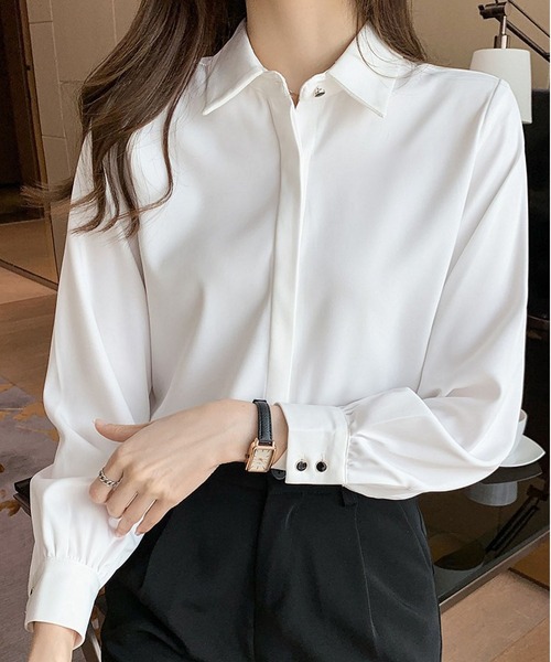 BLANC FICELLE(ブランフィセル)の「ホワイト シャツ(シャツ/ブラウス・レディース・ホワイト・M/L/SMALL/XL)」の3枚目の写真