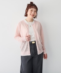 【anyfee/プラスサイズ】スラブメランジシアークルーネックカーディガン