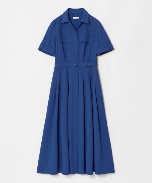 allureville 半袖ワンピース　青 allureville｜サッカースキッパーターンバックワンピース
