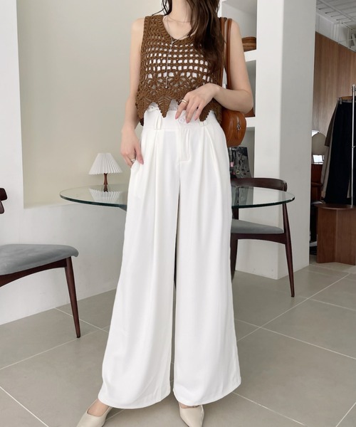 Ada.（エイダ）の「【高身長対応サイズあり】ボックスタック ワイド スラックス（スラックス・レディース・グレー/ブラック/ホワイト/ベージュ・M/L）」の11枚目の写真