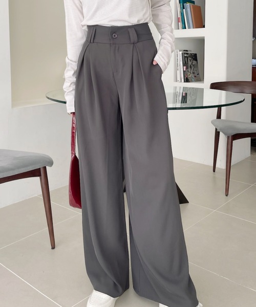 Ada.（エイダ）の「【高身長対応サイズあり】ボックスタック ワイド スラックス（スラックス・レディース・グレー/ブラック/ホワイト/ベージュ・M/L）」の5枚目の写真