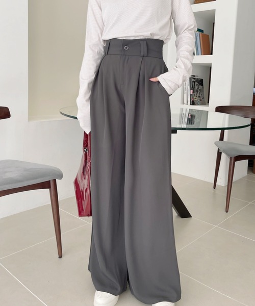 Ada.（エイダ）の「【高身長対応サイズあり】ボックスタック ワイド スラックス（スラックス・レディース・グレー/ブラック/ホワイト/ベージュ・M/L）」の6枚目の写真