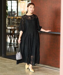 セール】限定展開 オパール 花柄 切り替え ドレス（ワンピース