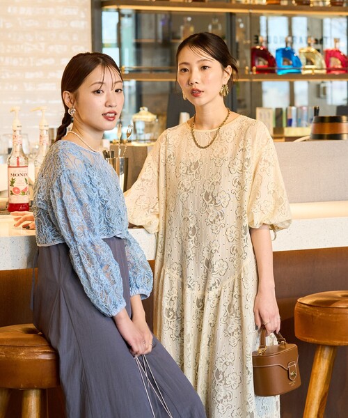 セール】限定展開 レース切り替えフレアワンピース（ワンピース