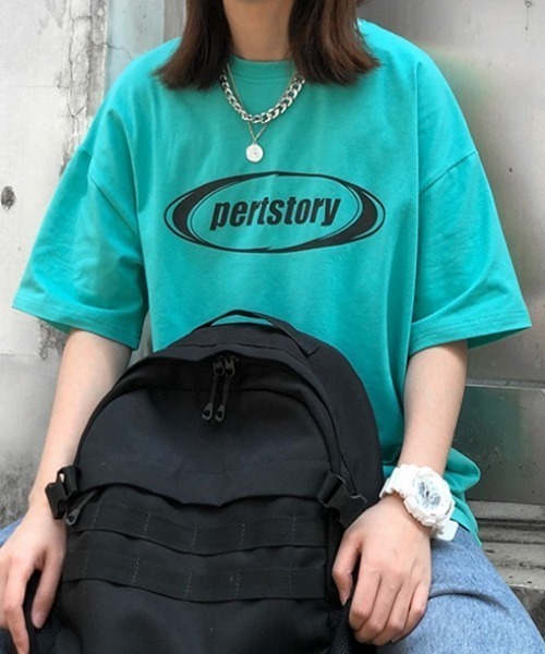 SHEPP（シープ）の「サークルロゴプリント オーバーサイズTシャツ（Tシャツ/カットソー・レディース・ホワイト/ブラック/サックスブルー・L）」の10枚目の写真