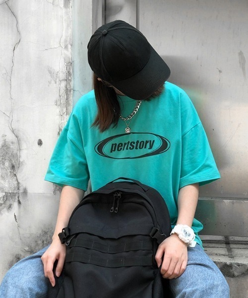 SHEPP（シープ）の「サークルロゴプリント オーバーサイズTシャツ（Tシャツ/カットソー・レディース・ホワイト/ブラック/サックスブルー・L）」の11枚目の写真