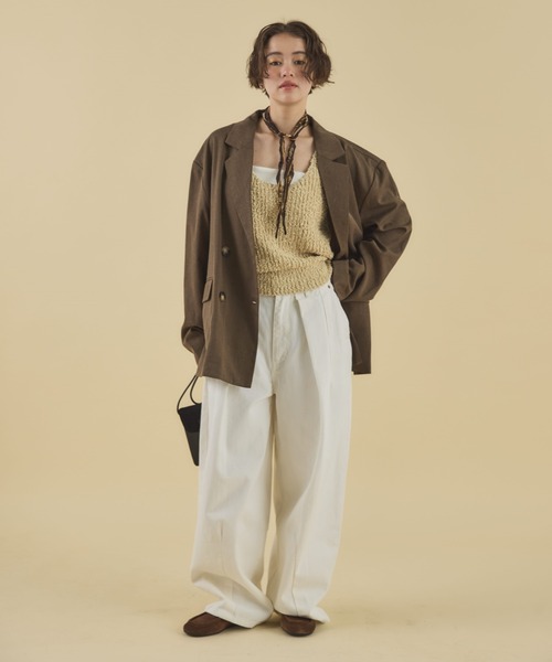 MIRROR STOKE(ミラーストーク)の「≪WEB限定≫【新色追加】TUCK DENIM WIDE PANTS/タックデニムワイドパンツ(デニムパンツ・レディース・サックスブルー/オフホワイト/ネイビー・MEDIUM/LARGE)」の9枚目の写真