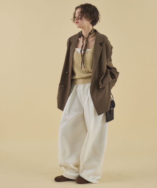 MIRROR STOKE(ミラーストーク)の「≪WEB限定≫【新色追加】TUCK DENIM WIDE PANTS/タックデニムワイドパンツ(デニムパンツ・レディース・サックスブルー/オフホワイト/ネイビー・MEDIUM/LARGE)」の10枚目の写真