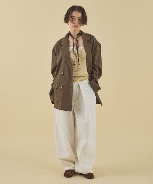 MIRROR STOKE(ミラーストーク)の「≪WEB限定≫【新色追加】TUCK DENIM WIDE PANTS/タックデニムワイドパンツ(デニムパンツ・レディース・サックスブルー/オフホワイト/ネイビー・MEDIUM/LARGE)」の11枚目の写真