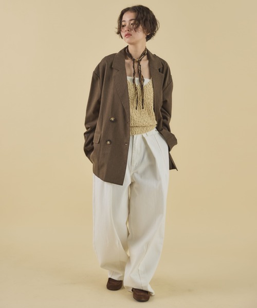 MIRROR STOKE(ミラーストーク)の「≪WEB限定≫【新色追加】TUCK DENIM WIDE PANTS/タックデニムワイドパンツ(デニムパンツ・レディース・サックスブルー/オフホワイト/ネイビー・MEDIUM/LARGE)」の12枚目の写真