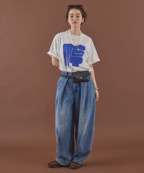 MIRROR STOKE(ミラーストーク)の「≪WEB限定≫【新色追加】TUCK DENIM WIDE PANTS/タックデニムワイドパンツ(デニムパンツ・レディース・サックスブルー/オフホワイト/ネイビー・MEDIUM/LARGE)」の13枚目の写真