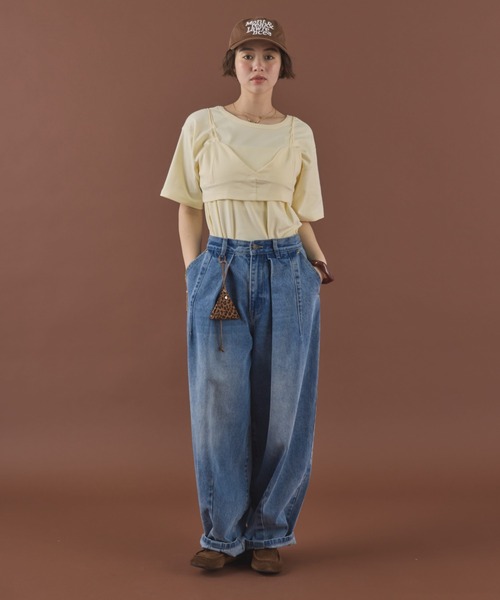 MIRROR STOKE(ミラーストーク)の「≪WEB限定≫【新色追加】TUCK DENIM WIDE PANTS/タックデニムワイドパンツ(デニムパンツ・レディース・サックスブルー/オフホワイト/ネイビー・MEDIUM/LARGE)」の15枚目の写真