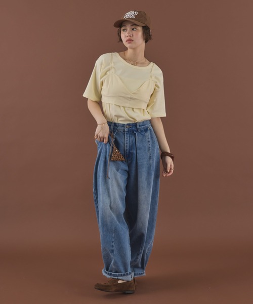 MIRROR STOKE(ミラーストーク)の「≪WEB限定≫【新色追加】TUCK DENIM WIDE PANTS/タックデニムワイドパンツ(デニムパンツ・レディース・サックスブルー/オフホワイト/ネイビー・MEDIUM/LARGE)」の16枚目の写真
