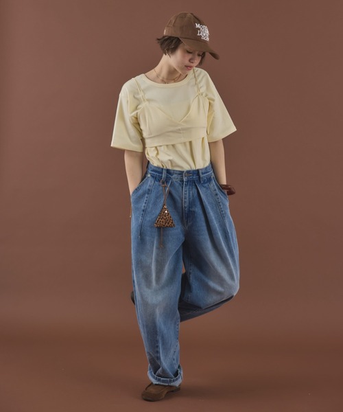 MIRROR STOKE(ミラーストーク)の「≪WEB限定≫【新色追加】TUCK DENIM WIDE PANTS/タックデニムワイドパンツ(デニムパンツ・レディース・サックスブルー/オフホワイト/ネイビー・MEDIUM/LARGE)」の20枚目の写真