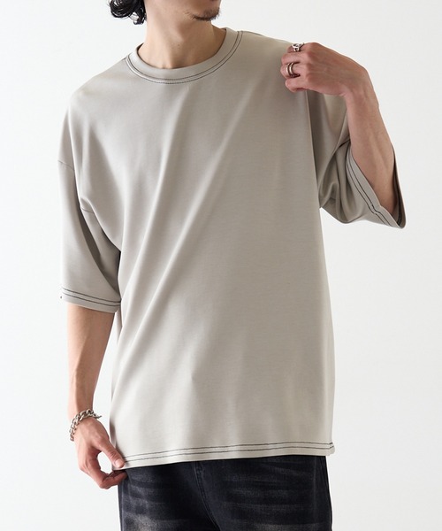HAUS(ハウス)の「【HAUS】12529037 ステッチTEE(Tシャツ/カットソー・メンズ・アッシュ/グレイッシュブルー/ブラック/ホワイト・M/L/LL)」の3枚目の写真