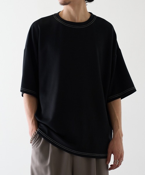 HAUS(ハウス)の「【HAUS】12529037 ステッチTEE(Tシャツ/カットソー・メンズ・アッシュ/グレイッシュブルー/ブラック/ホワイト・M/L/LL)」の1枚目の写真