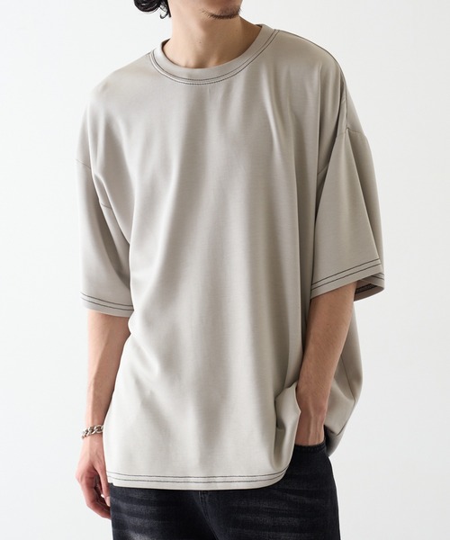 HAUS(ハウス)の「【HAUS】12529037 ステッチTEE(Tシャツ/カットソー・メンズ・アッシュ/グレイッシュブルー/ブラック/ホワイト・M/L/LL)」の10枚目の写真