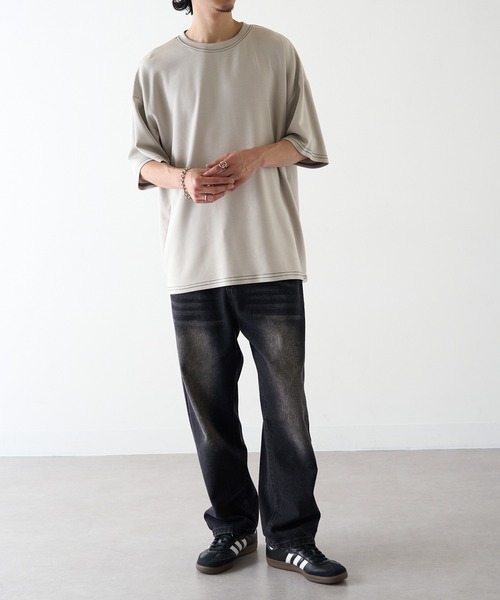 HAUS(ハウス)の「【HAUS】12529037 ステッチTEE(Tシャツ/カットソー・メンズ・アッシュ/グレイッシュブルー/ブラック/ホワイト・M/L/LL)」の11枚目の写真