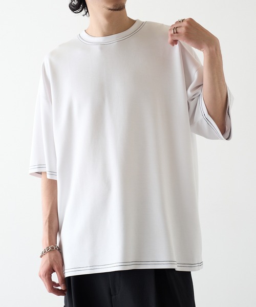 HAUS(ハウス)の「【HAUS】12529037 ステッチTEE(Tシャツ/カットソー・メンズ・アッシュ/グレイッシュブルー/ブラック/ホワイト・M/L/LL)」の5枚目の写真