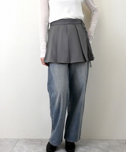 STYLEBLOCK（スタイルブロック）の「ツイルラッププリーツミニスカート（スカート・レディース・グレー/ブラック/モカ/ベージュ・M）」の2枚目の写真