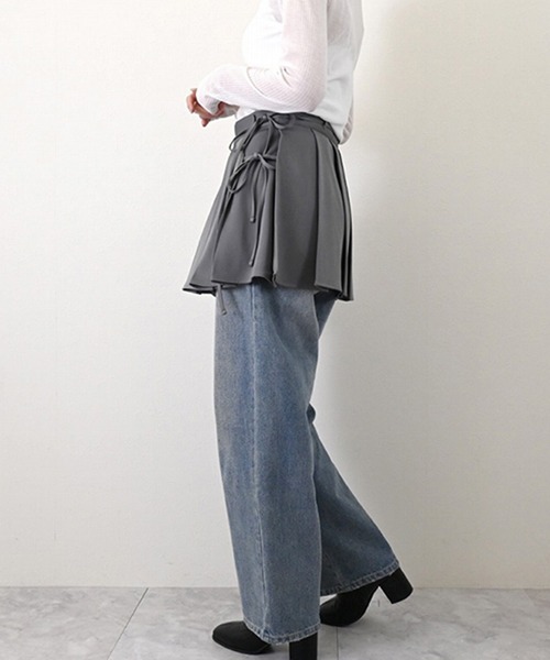 STYLEBLOCK（スタイルブロック）の「ツイルラッププリーツミニスカート（スカート・レディース・グレー/ブラック/モカ/ベージュ・M）」の6枚目の写真