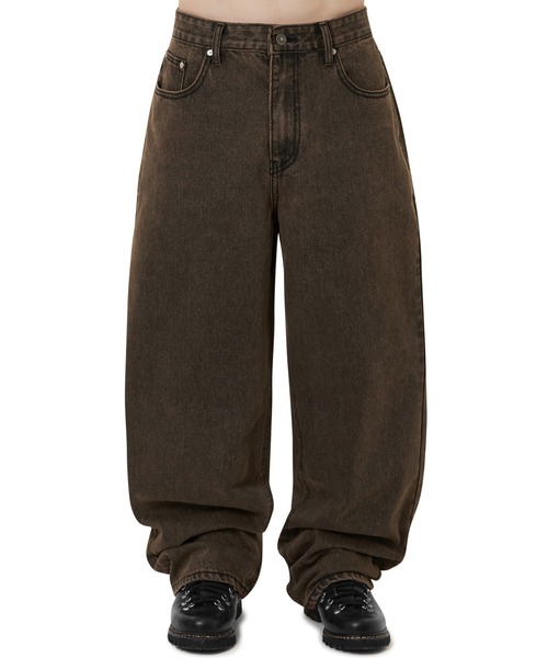 OY(オーワイ)の「『OY/オーワイ』 LOOSE BAGGY PANTS - WASHED BROWN/ウォッシングルーズバギーパンツ(デニムパンツ・レディース・ブラウン・S/M/L)」の2枚目の写真