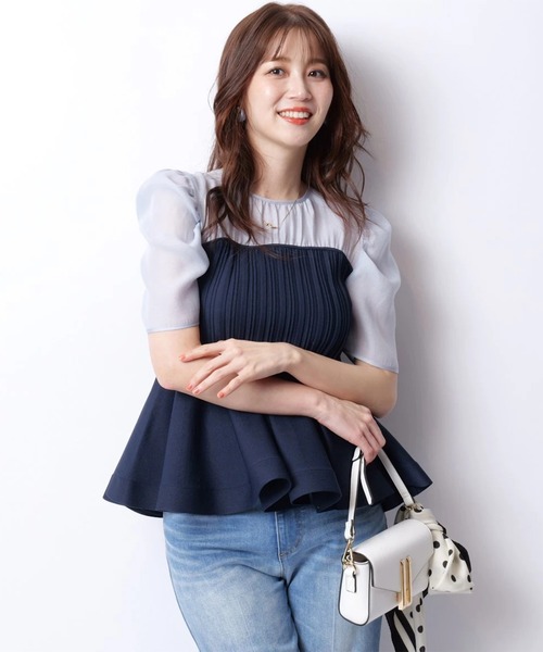 【新品】JUSGLITTY レディ５分袖リブニット JUSGLITTY（ジャスグリッティー）の「5分袖サイドパールワイド