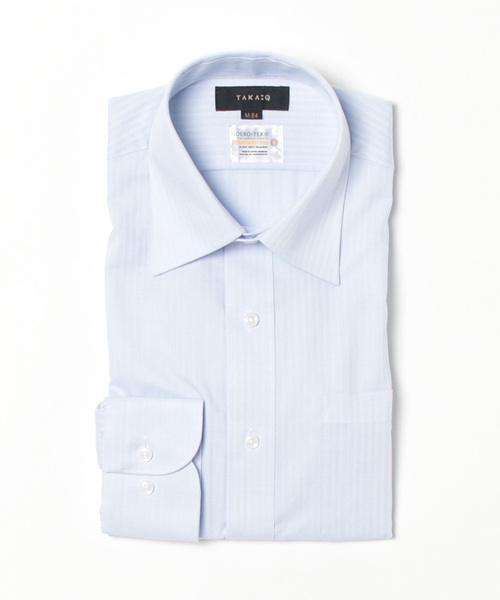 TAKA-Q（タカキュー）の「【形態安定 吸水速乾】タカキュー レギュラーカラー ビジネスドレス 長袖シャツ（ビジネスシャツ・メンズ・サックスブルー・首回り39cm-裄丈80cm/首回り41cm-裄丈86cm/首回り43cm-裄丈86cm/首回り39cm-裄丈84cm/首回り41cm-裄丈82cm/首回り37cm-裄丈80cm/首回り43cm-裄丈82cm/首回り45cm-裄丈86cm）」の4枚目の写真
