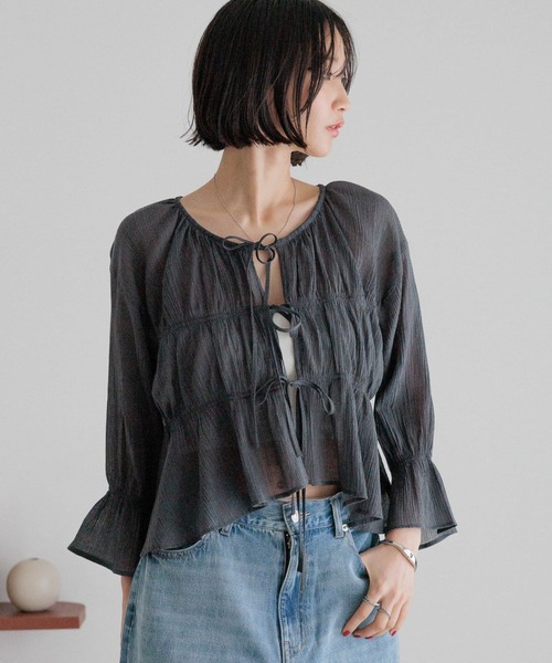 LOWRYS FARM - ヨウリュウシャーリングショートブラウス LOWRYS FARM｜ヨウリュウシャーリングショートブラウス